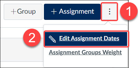 Screensho tshowing steps to open the Quercus Assignment bulk date and timeeditor