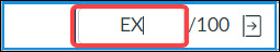 Quercus Gradebook cell showing EX being entered to indicate an excused assignment submission