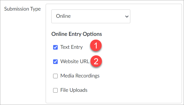 Screenshot showing the submission options for the assignment in Quercus