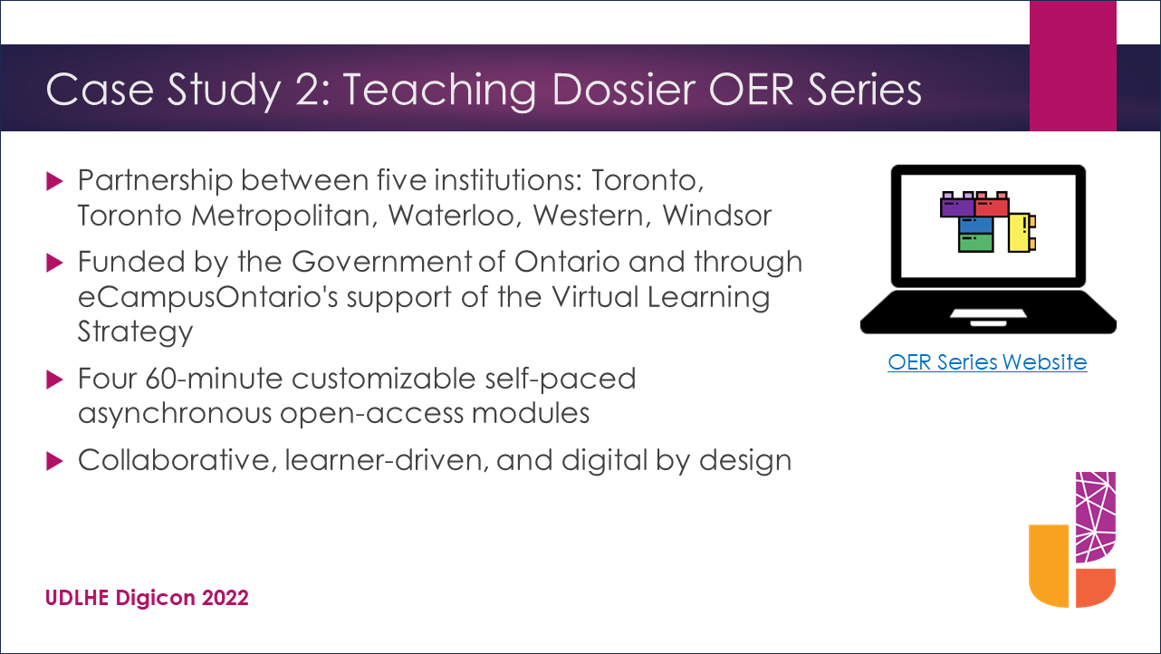 CaseStudy2 PowerPoint slide with title “Case Study 2: Teaching Dossier OER Series