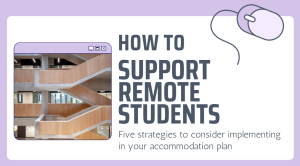 Image of Myhall stairs with title at the side: "How To Support Remote Students"