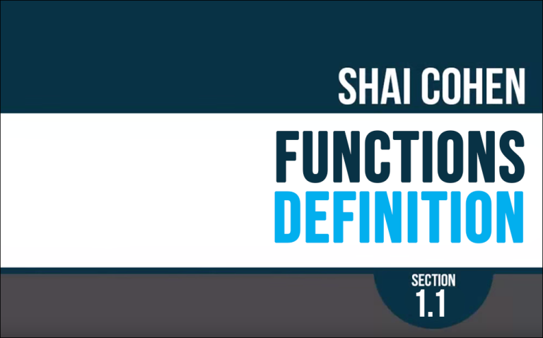 Project cover image displaying title slide for a presentation or section labeled "Shai Cohen Functions Definition" for Section 1.1.