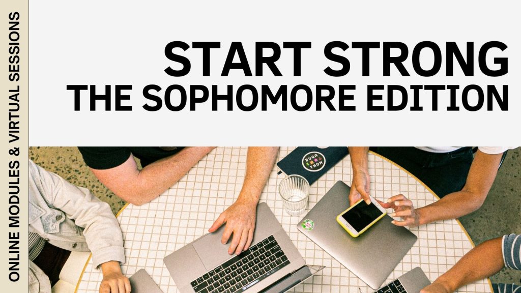 blog post_start strong blog card Image of a group of students sitting around a desk with their phones and computers. only their hands are in view.