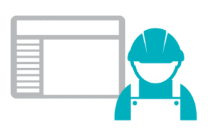 Image of the construction worker standing in front of a presentation.
