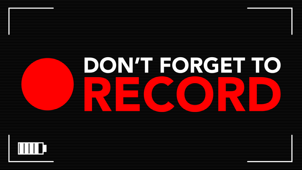 Record screen similar to that seen on a camera with the title of the blog post in the center