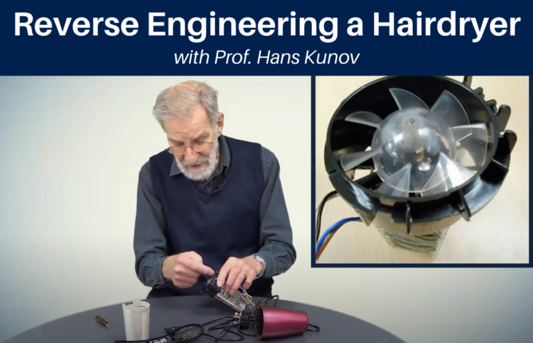 Featured image for the Reverse Engineering a Hairdryer project - prof. Kunov working on a part