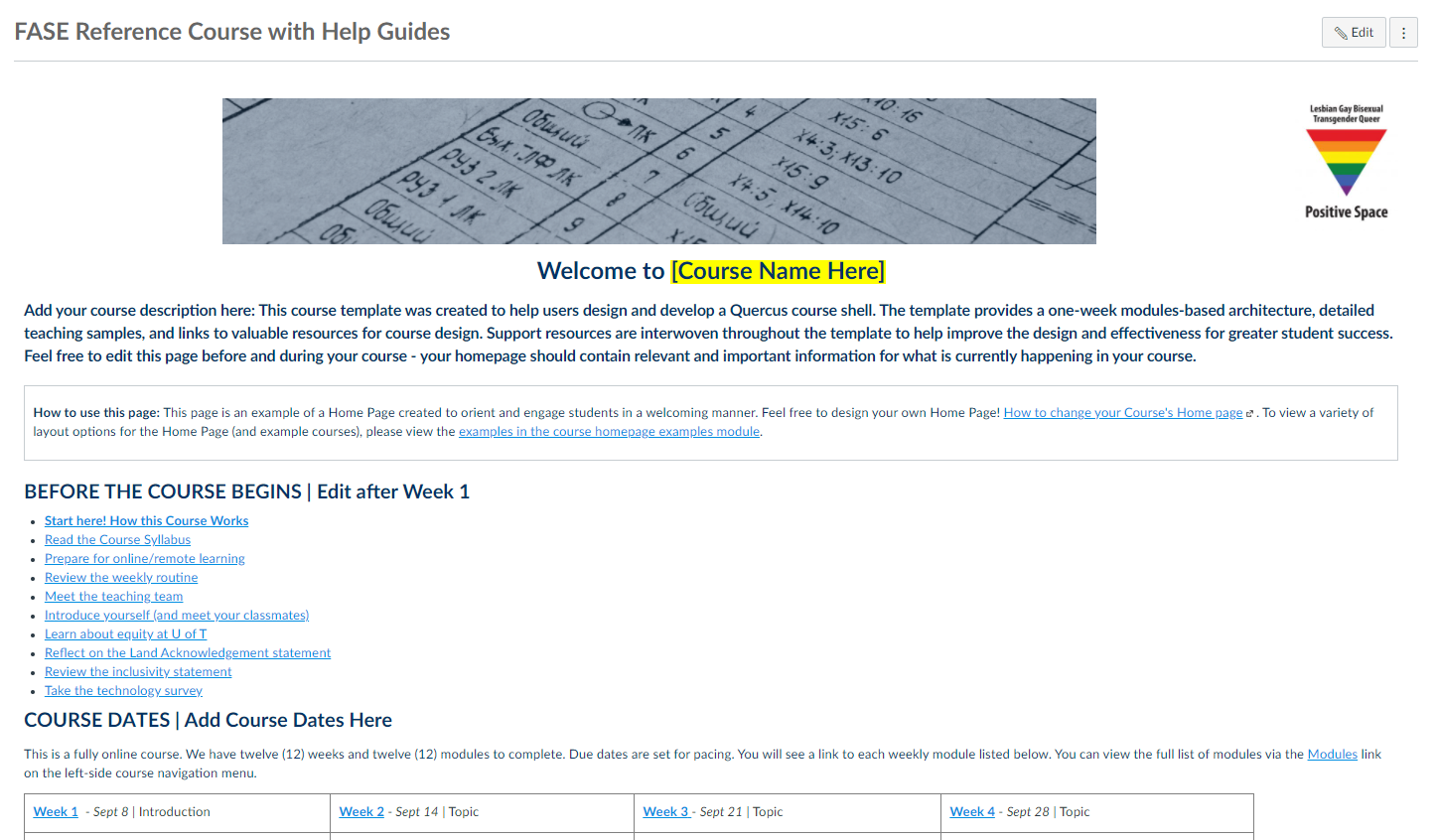 FASE Screenshot of template for Quercus page. This template was created by FASE