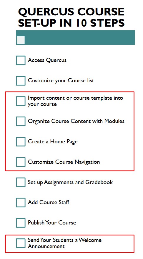 checklist Checklist for Quercus course setup